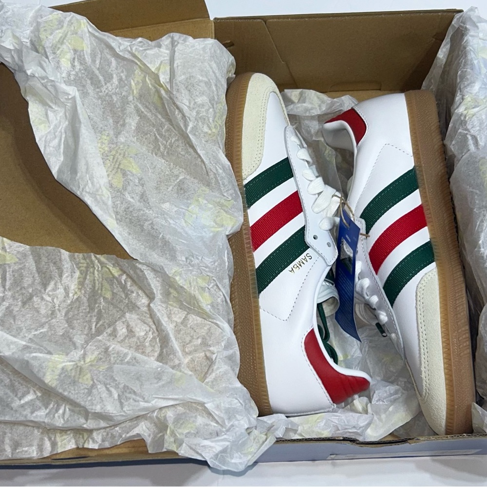 adidas Samba White Red Green Athletic Shoes